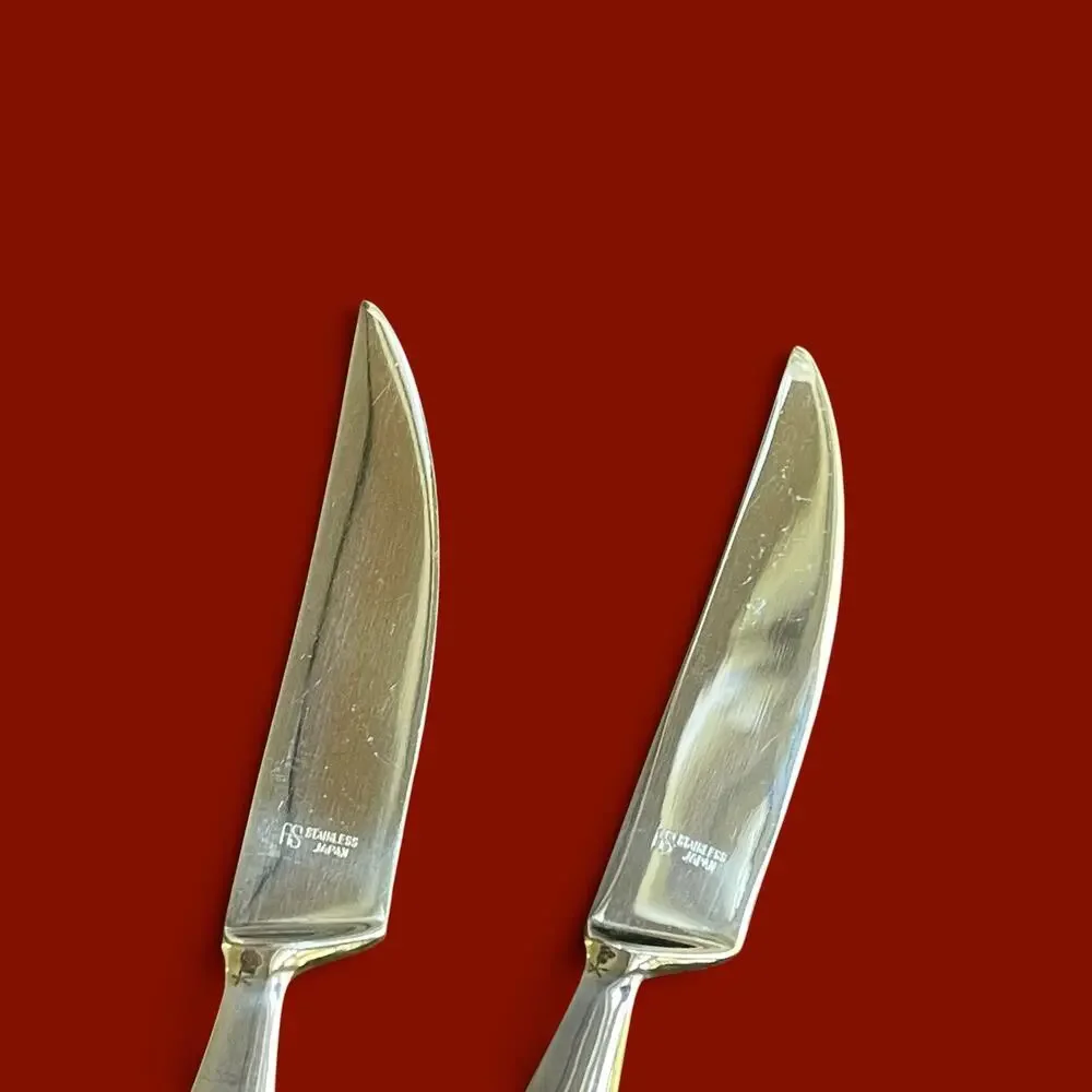 Vtg. Arthur Salm Imperial Dinner Knives Set of 2 Flatware Stainless Japan MCM